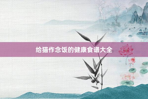 给猫作念饭的健康食谱大全